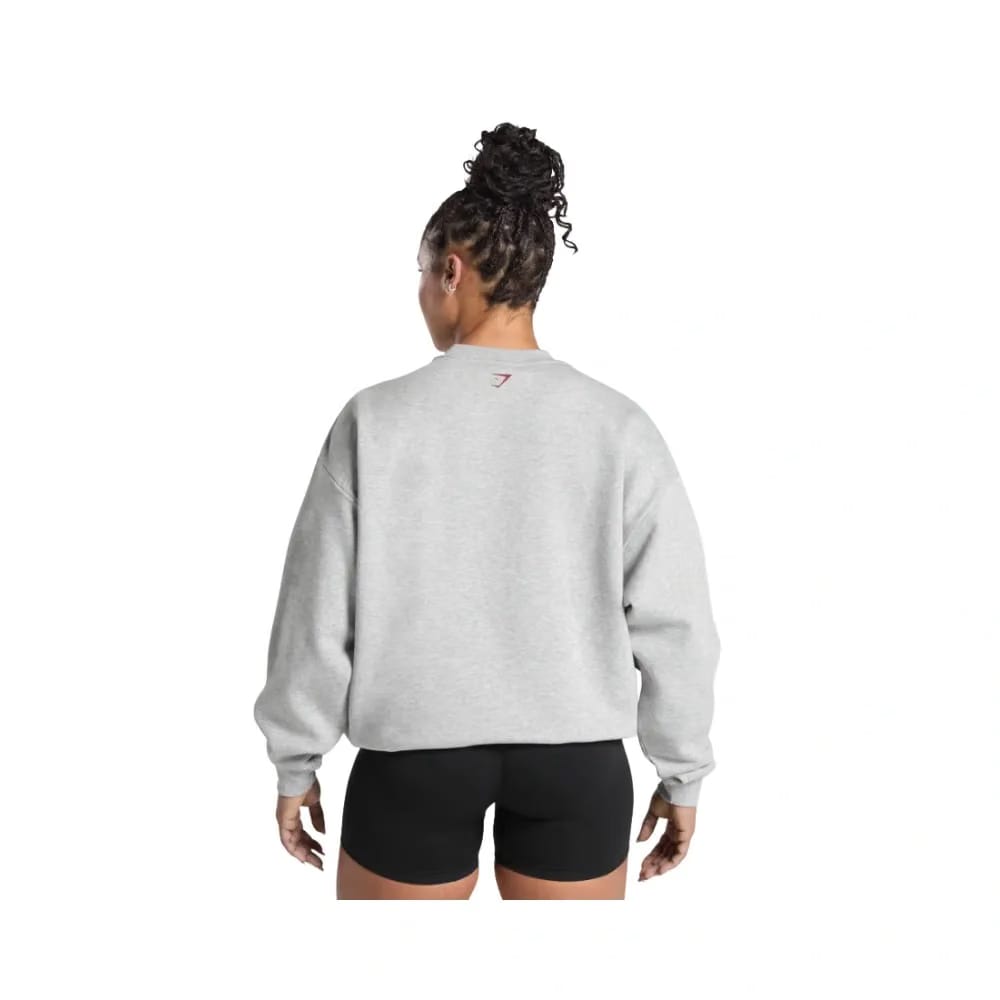 Gymshark Lifting Essentials Graphic Brushed Oversized Sweatshirt Light Grey Core Marl
