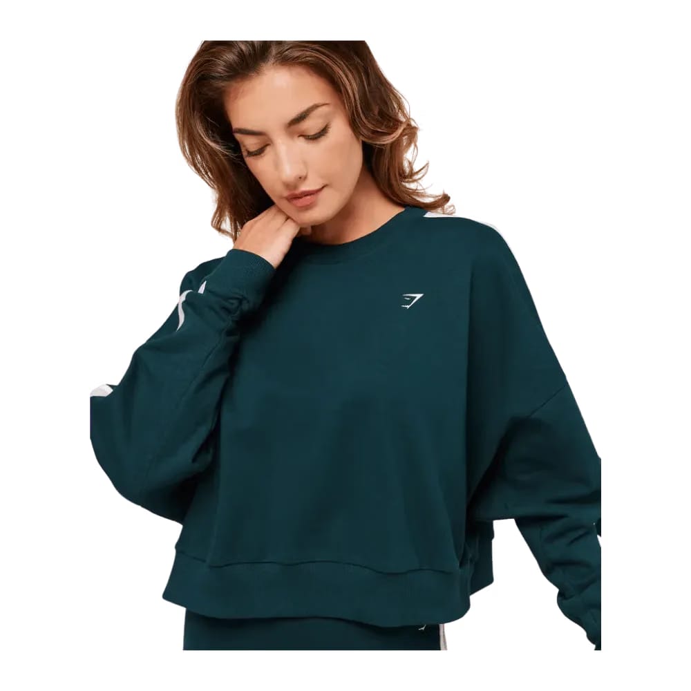 Gymshark Piping Midi Crew Neck Deep Petrol Blue/Smoke Blue/Soft White