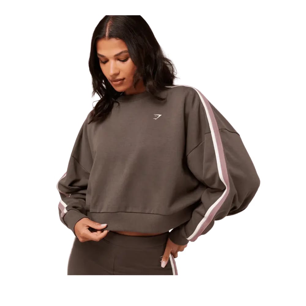 Gymshark Piping Midi Crew Neck Walnut Brown/Chestnut Pink/Soft White