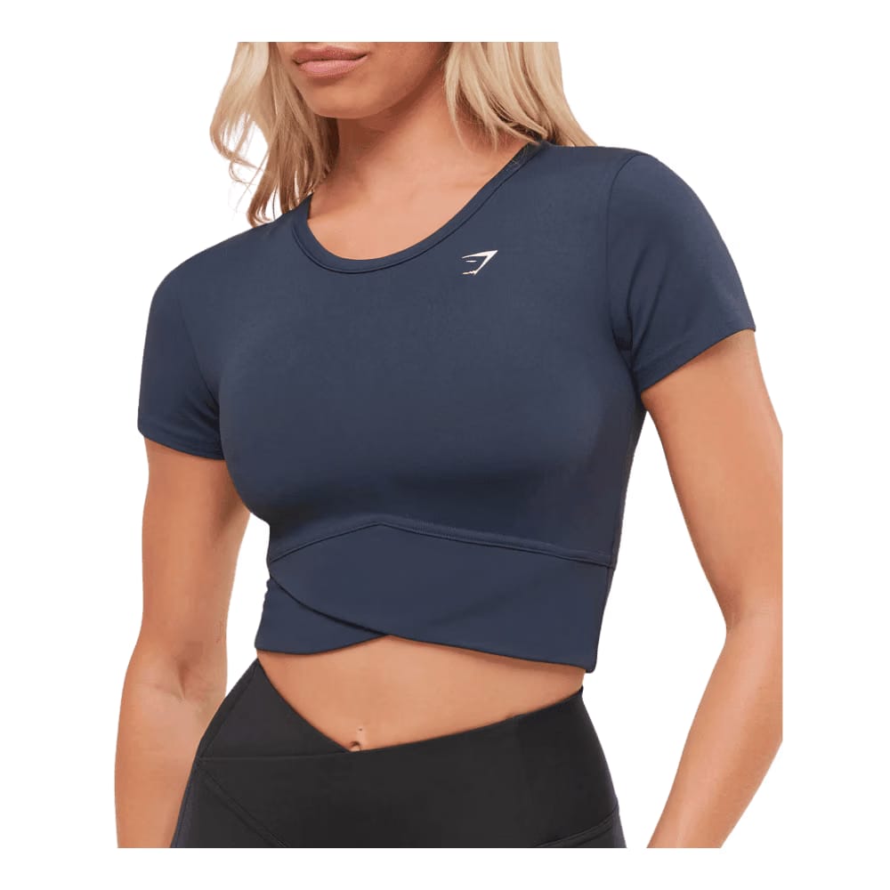Gymshark Crossover Midi Top with Shelf Heavy Blue