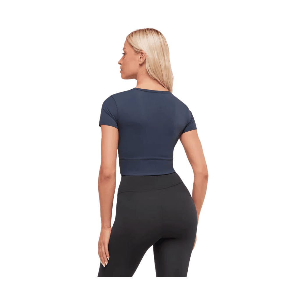 Gymshark Crossover Midi Top with Shelf Heavy Blue