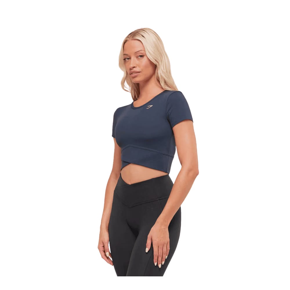 Gymshark Crossover Midi Top with Shelf Heavy Blue