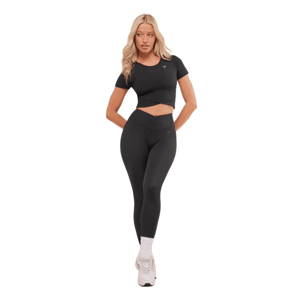 Gymshark Crossover Midi Top with Shelf Black