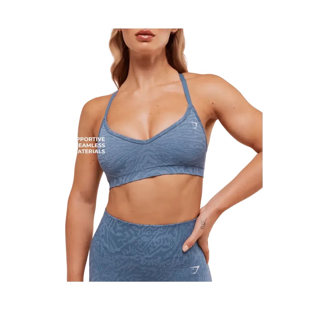 Gymshark Adapt Animal Seamless Sports Bra Worn Blue/Peri Blue