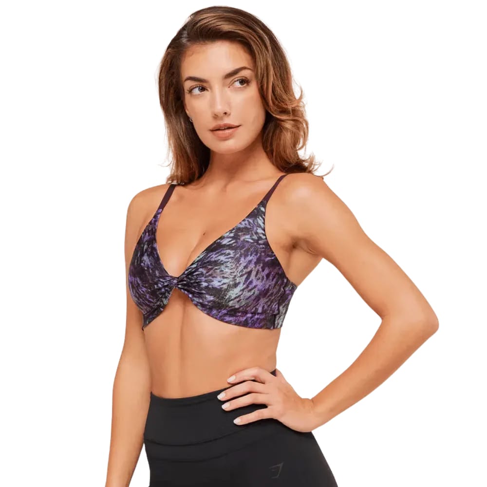 Gymshark Printed Twist Front Bralette Morning Blue