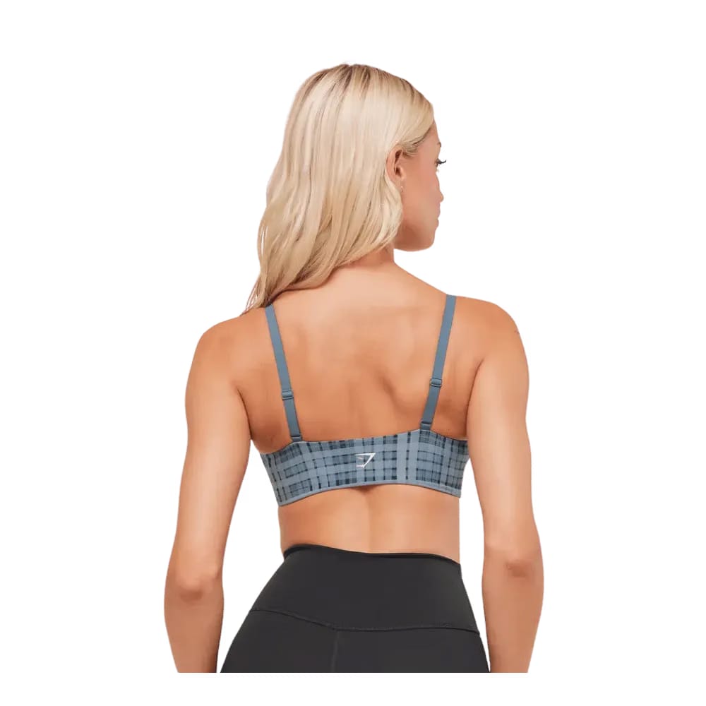 Gymshark Printed Twist Front Bralette Denim Grey