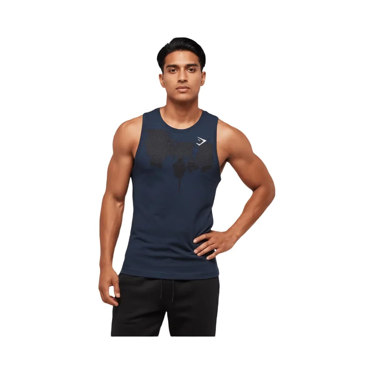 Gymshark Geo Seamless Tank Slim Fit Navy/Heavy Blue