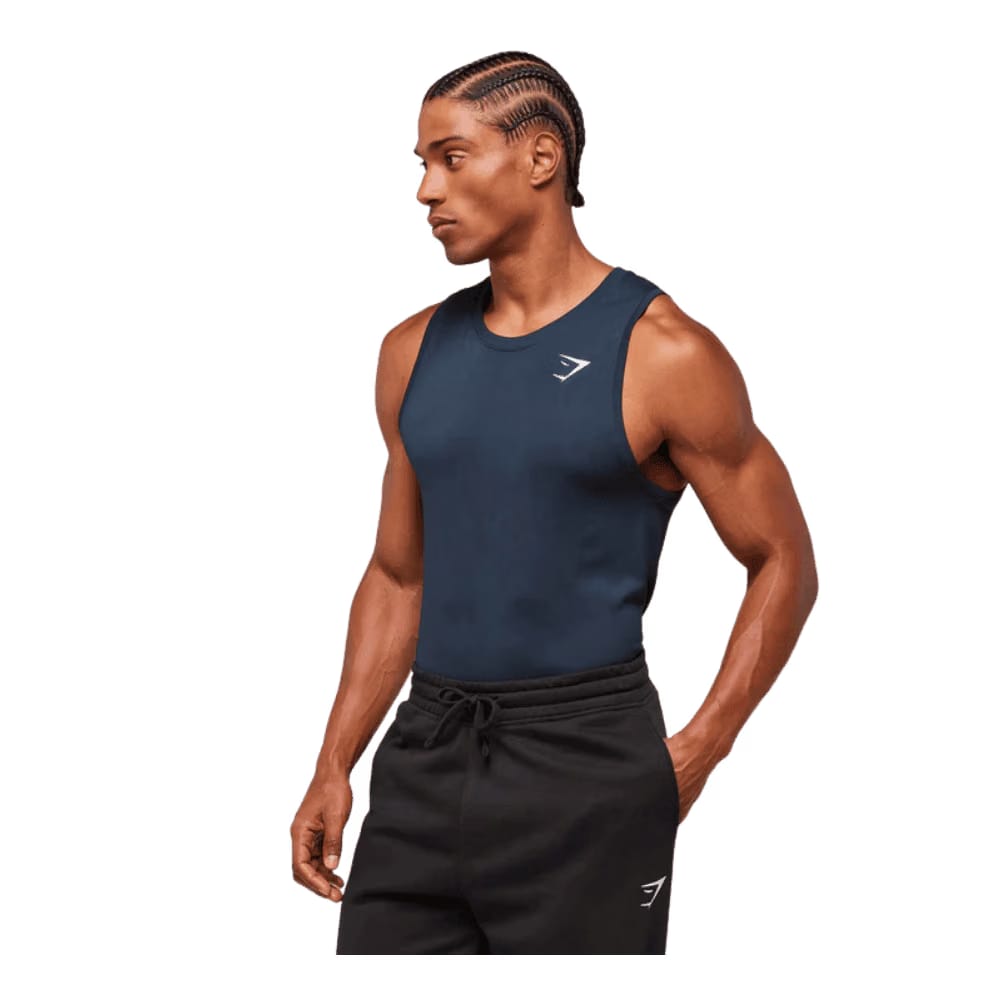 Gymshark Geo Seamless Tank Slim Fit Navy/Heavy Blue