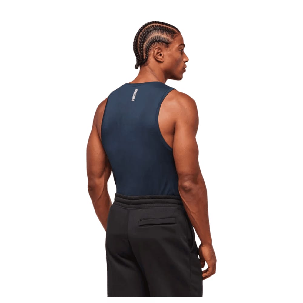 Gymshark Geo Seamless Tank Slim Fit Navy/Heavy Blue
