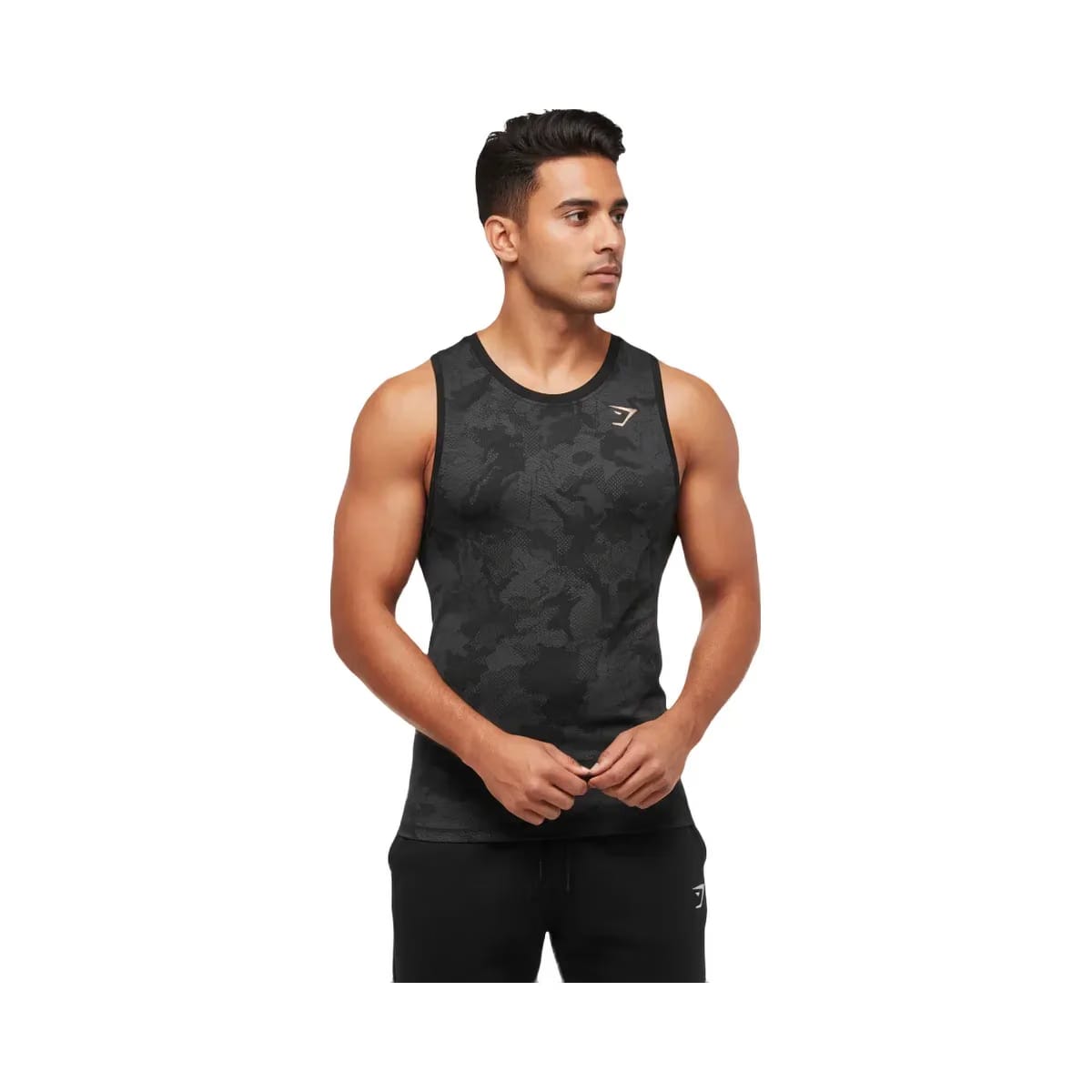 Gymshark Geo Seamless Tank Slim Fit Black/Charcoal Grey