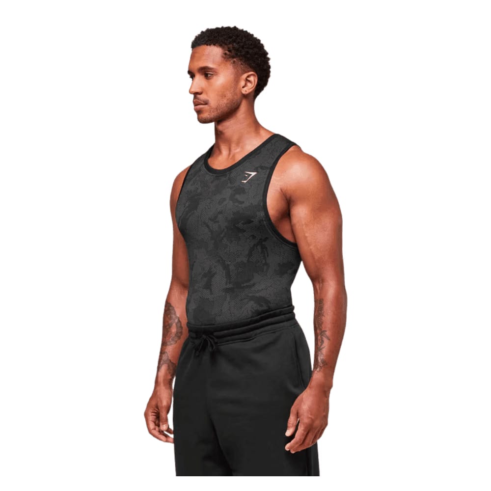 Gymshark Geo Seamless Tank Slim Fit Black/Charcoal Grey