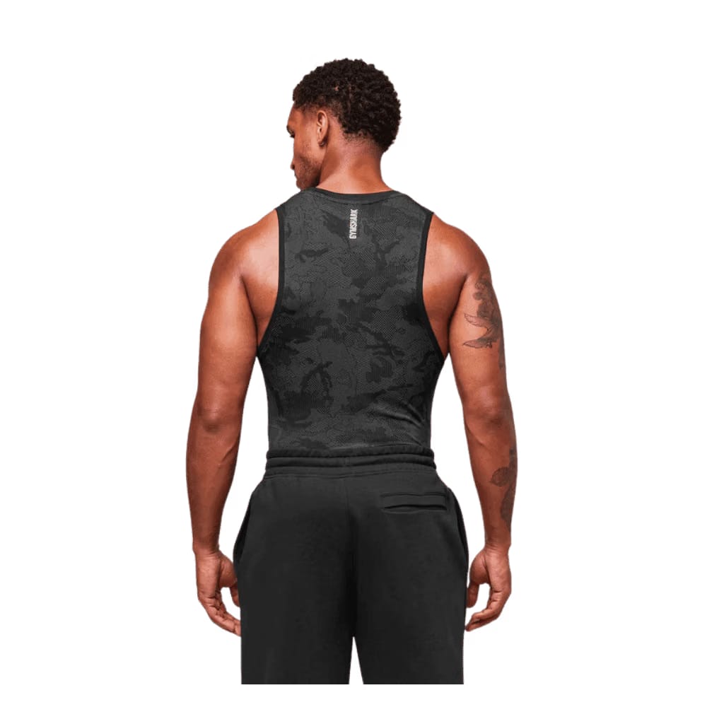 Gymshark Geo Seamless Tank Slim Fit Black/Charcoal Grey