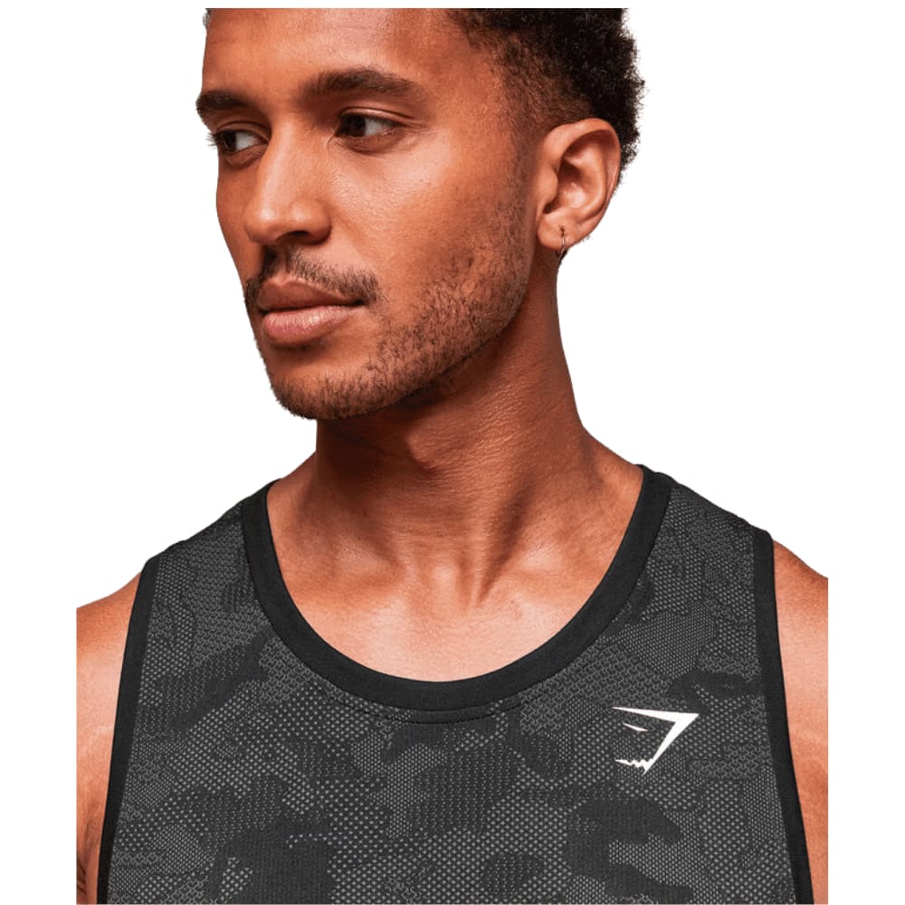 Gymshark Geo Seamless Tank Slim Fit Black/Charcoal Grey