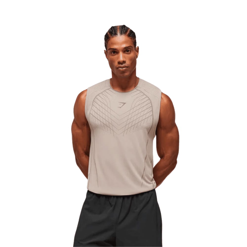Gymshark Apex Seamless Tank Slim Fit Mushroom Grey/Pitch Grey