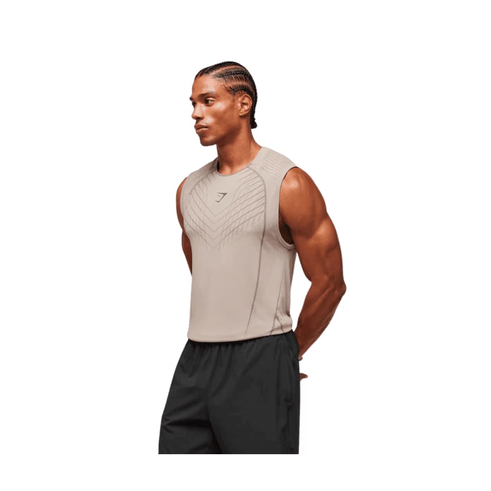 Gymshark Apex Seamless Tank Slim Fit Mushroom Grey/Pitch Grey