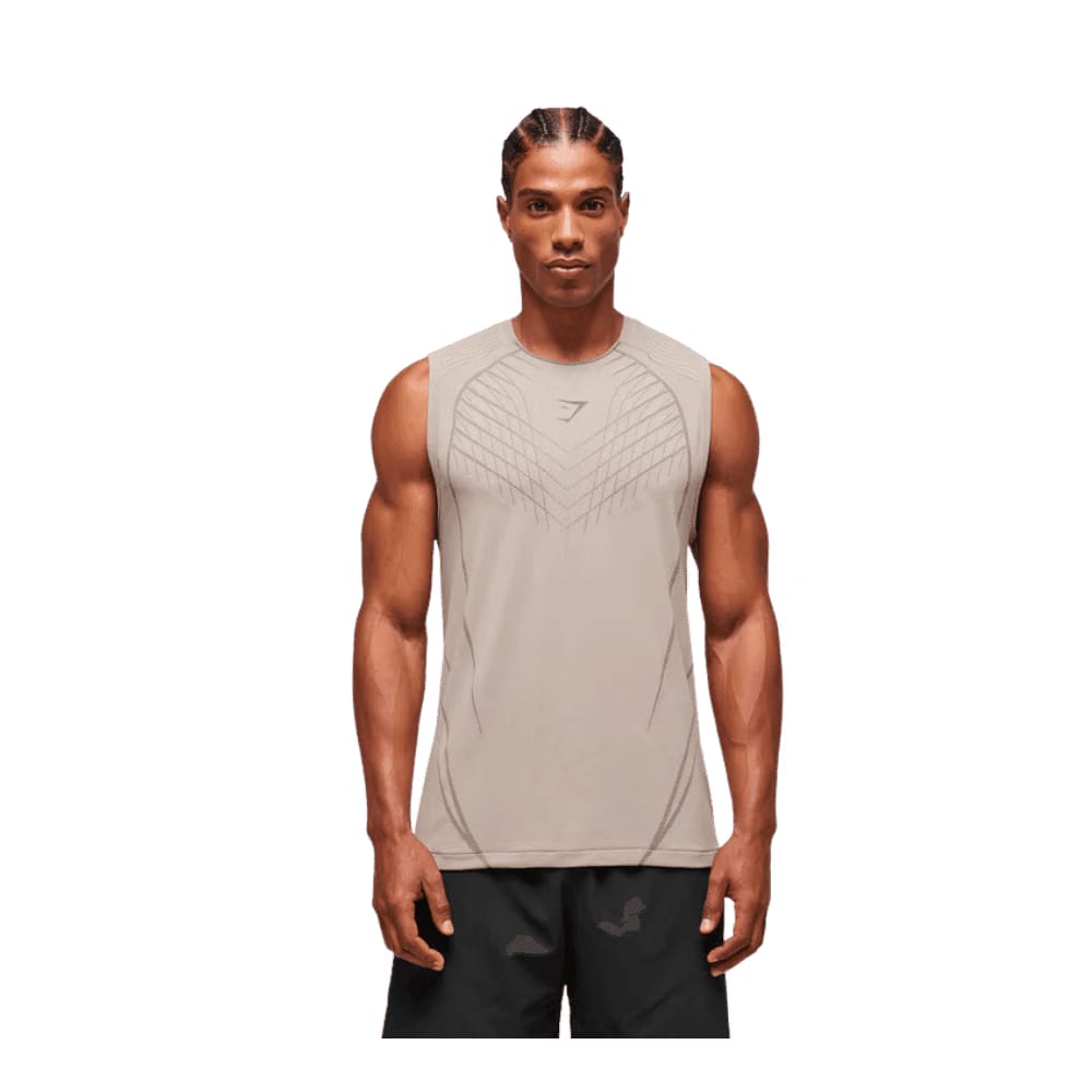 Gymshark Apex Seamless Tank Slim Fit Mushroom Grey/Pitch Grey