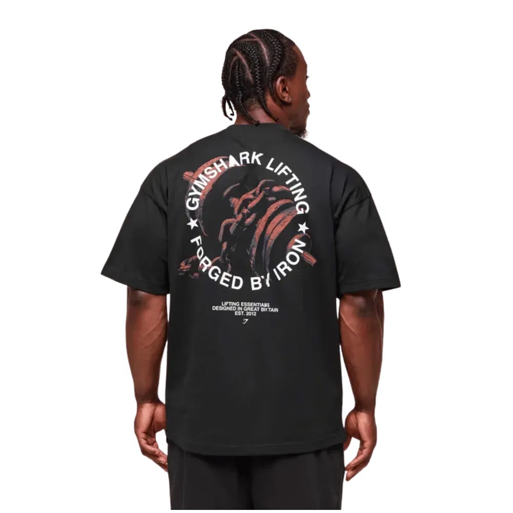 Gymshark Forged By Iron T-Shirt Extreme Oversized Fit Black