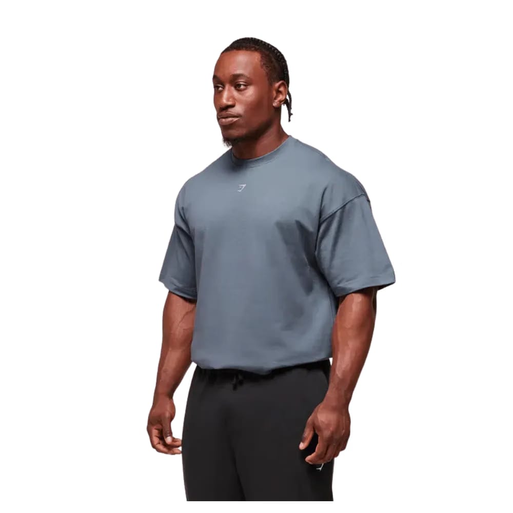 Gymshark Forged By Iron T-Shirt Extreme Oversized Fit Iron Blue