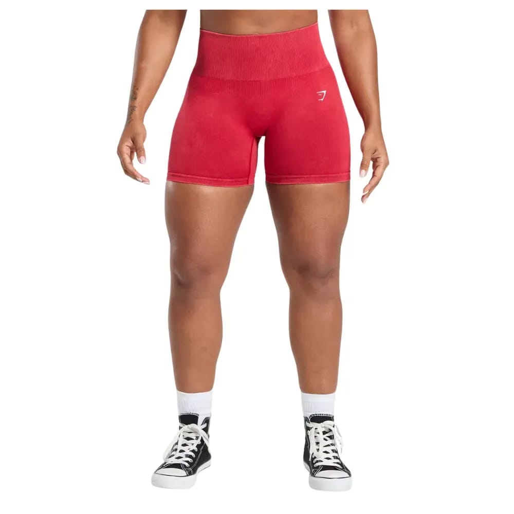 Gymshark Gains Seamless Washed Shorts Carmine Red