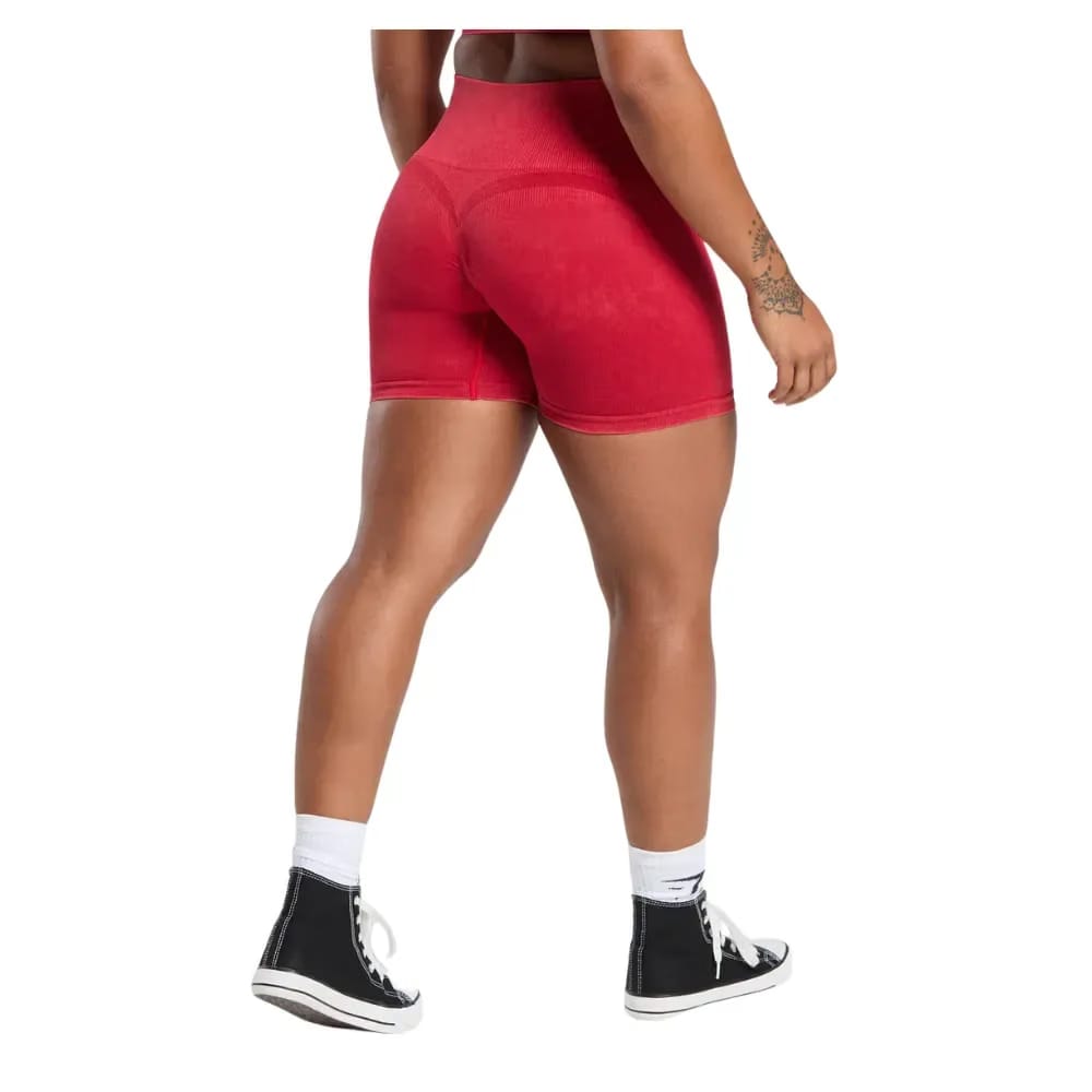 Gymshark Gains Seamless Washed Shorts Carmine Red