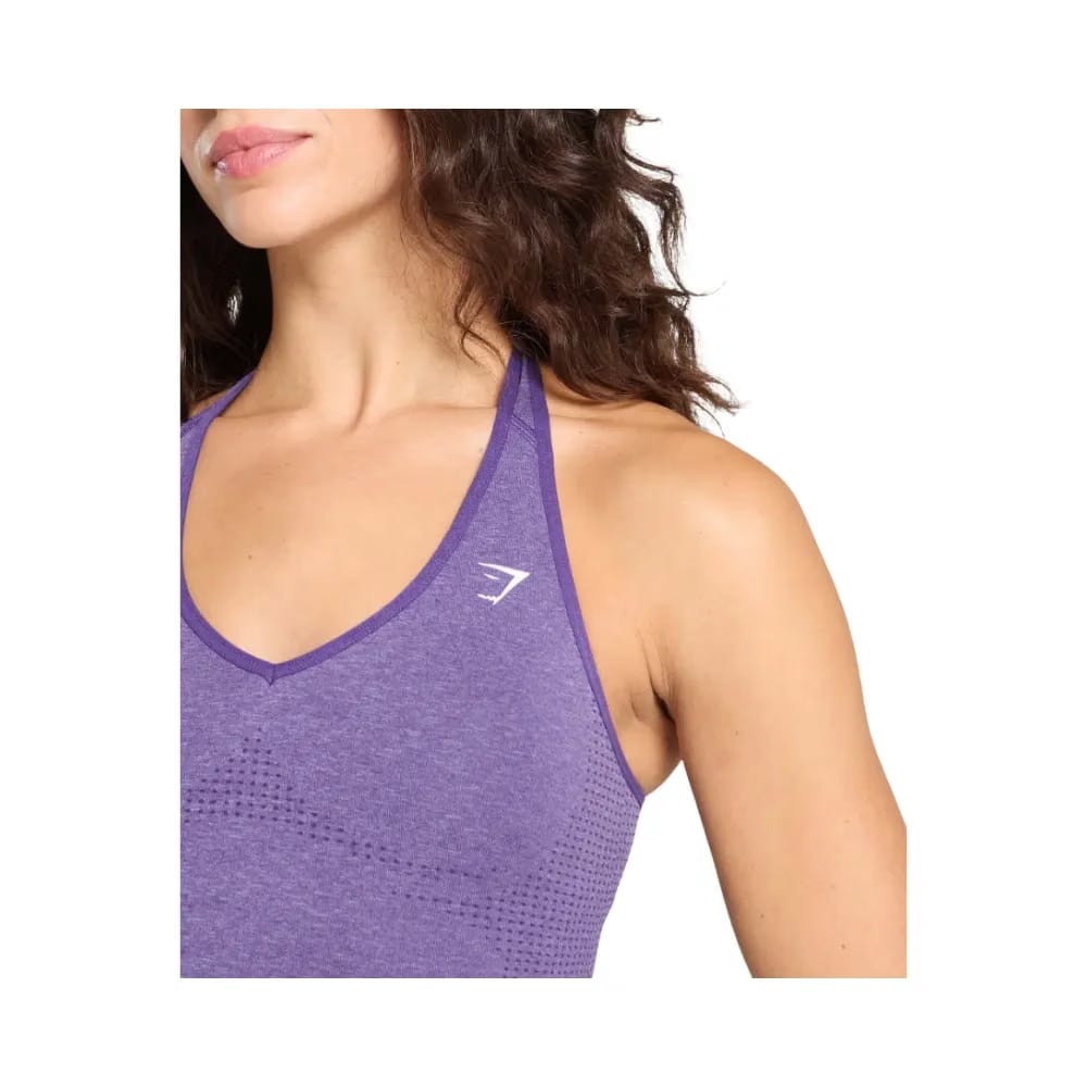 Gymshark Vital Halter Neck Tank With Shelf Crop Top Functional Purple Marl