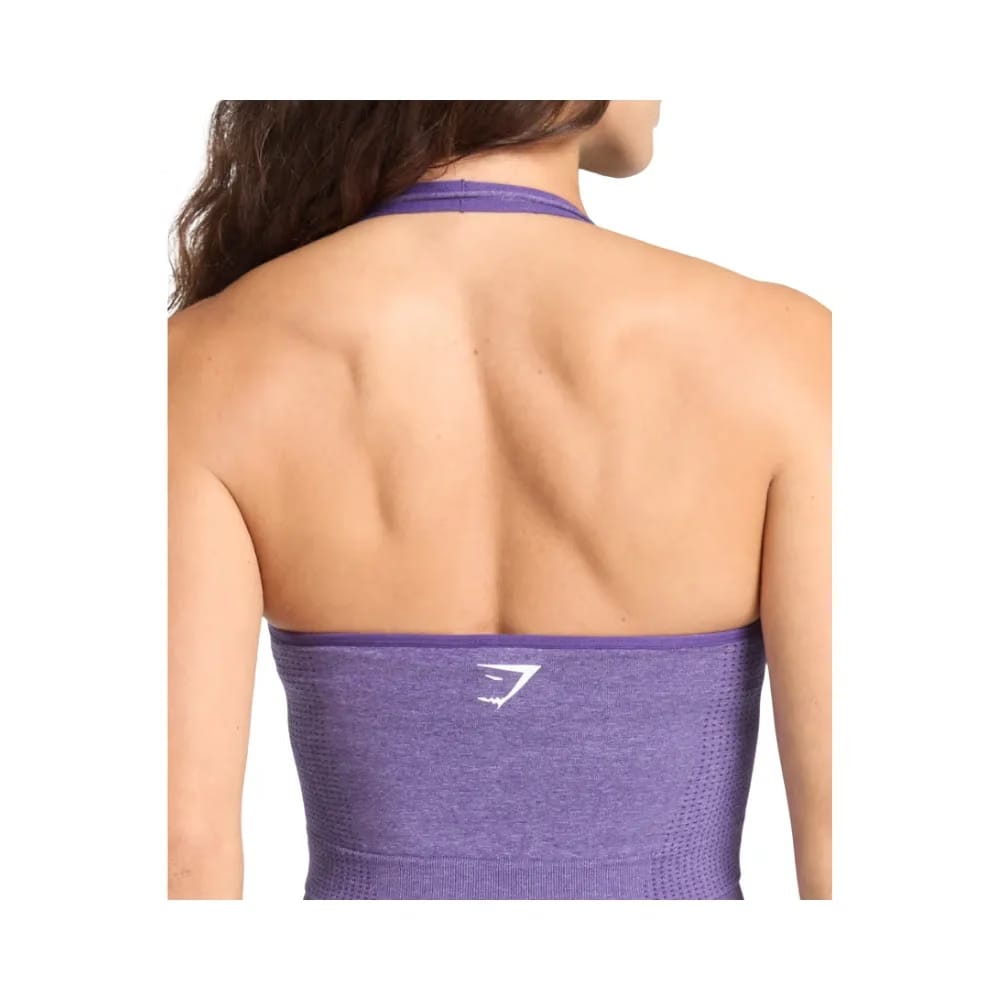 Gymshark Vital Halter Neck Tank With Shelf Crop Top Functional Purple Marl