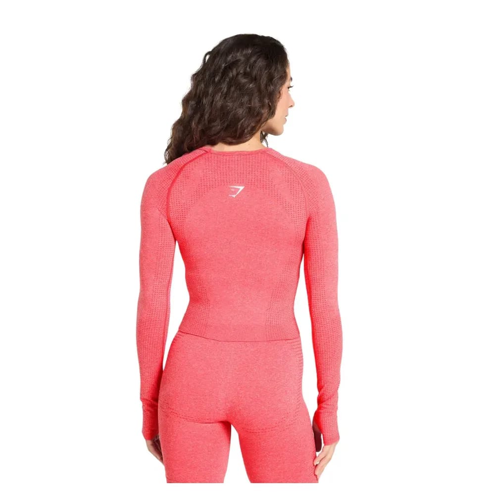 Gymshark Vital Long Sleeve Cut Out Top Coral Red Marl