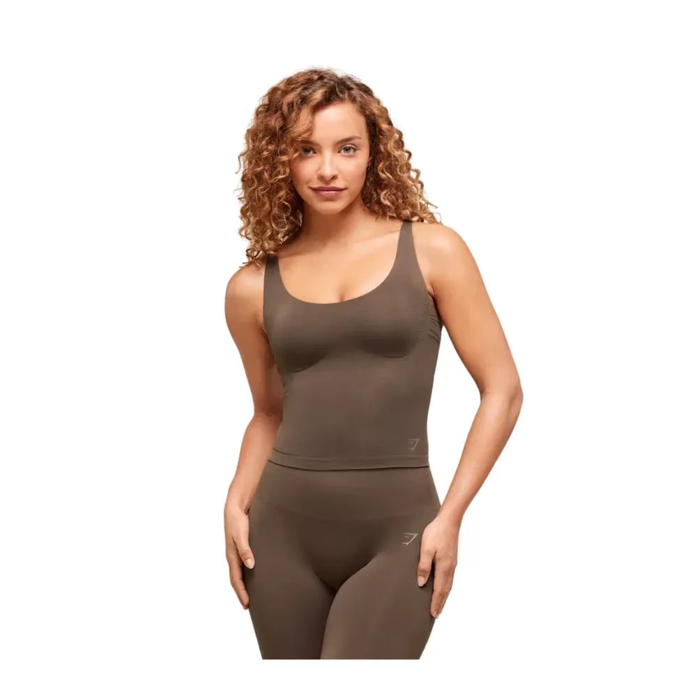Gymshark Soft Sculpt Tank With Shelf Walnut Brown