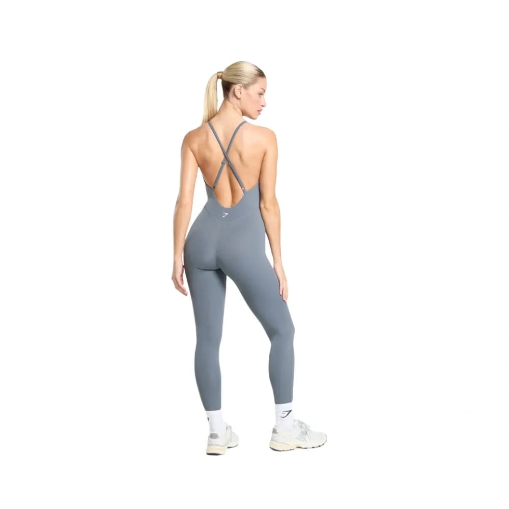 Gymshark Strappy All in One Full length Bodysuit Iron Blue