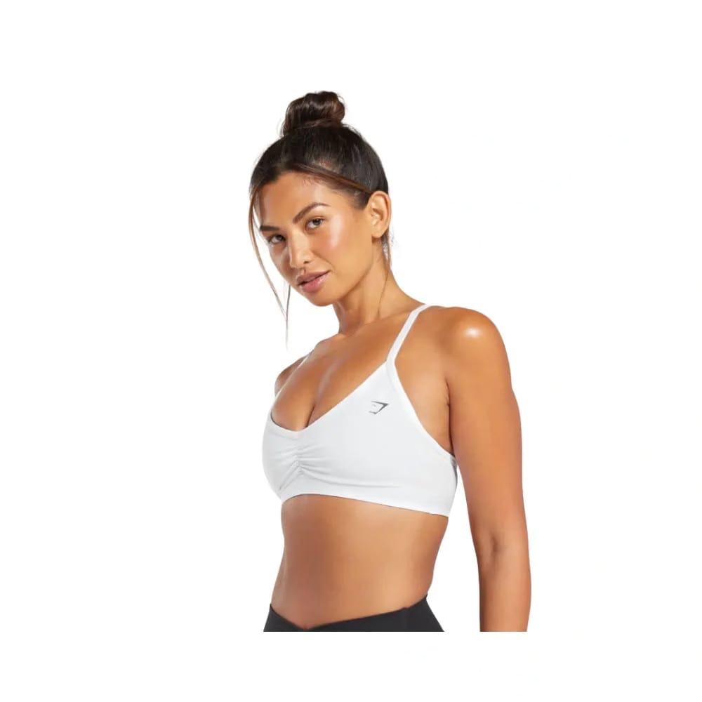 Gymshark Ruched Strappy Sports Bra Light Support White