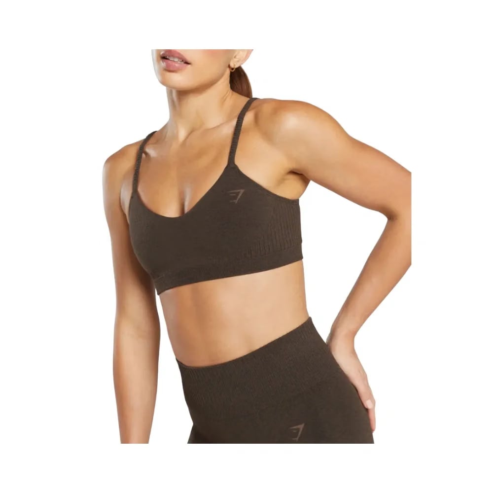 Gymshark Luxe Seamless Bralette - Light Support Walnut Brown Marl