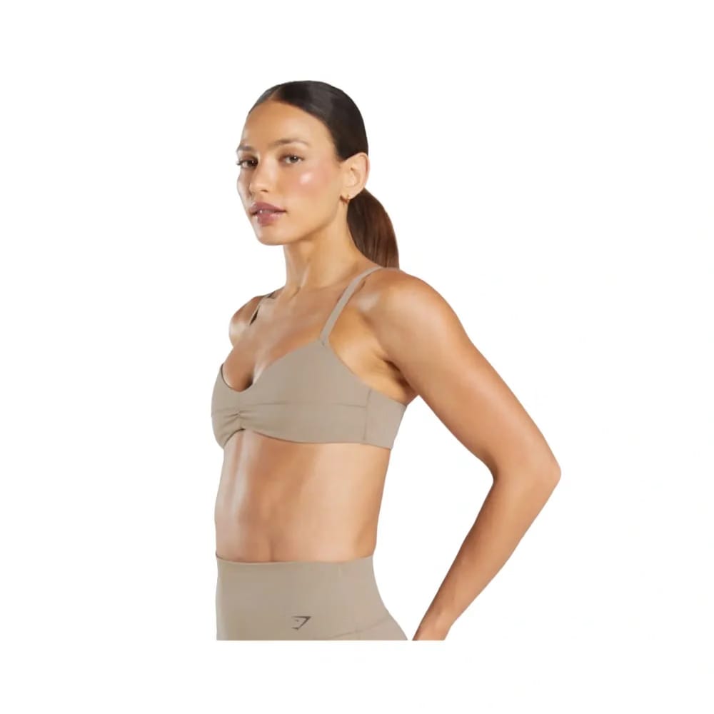Gymshark Elevate Ruched Sports Bra - Light Support Lifestyle Brown
