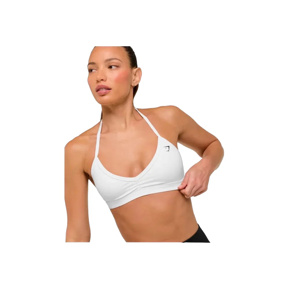 Gymshark Minimal Halterneck Sports Bra - Light Support White