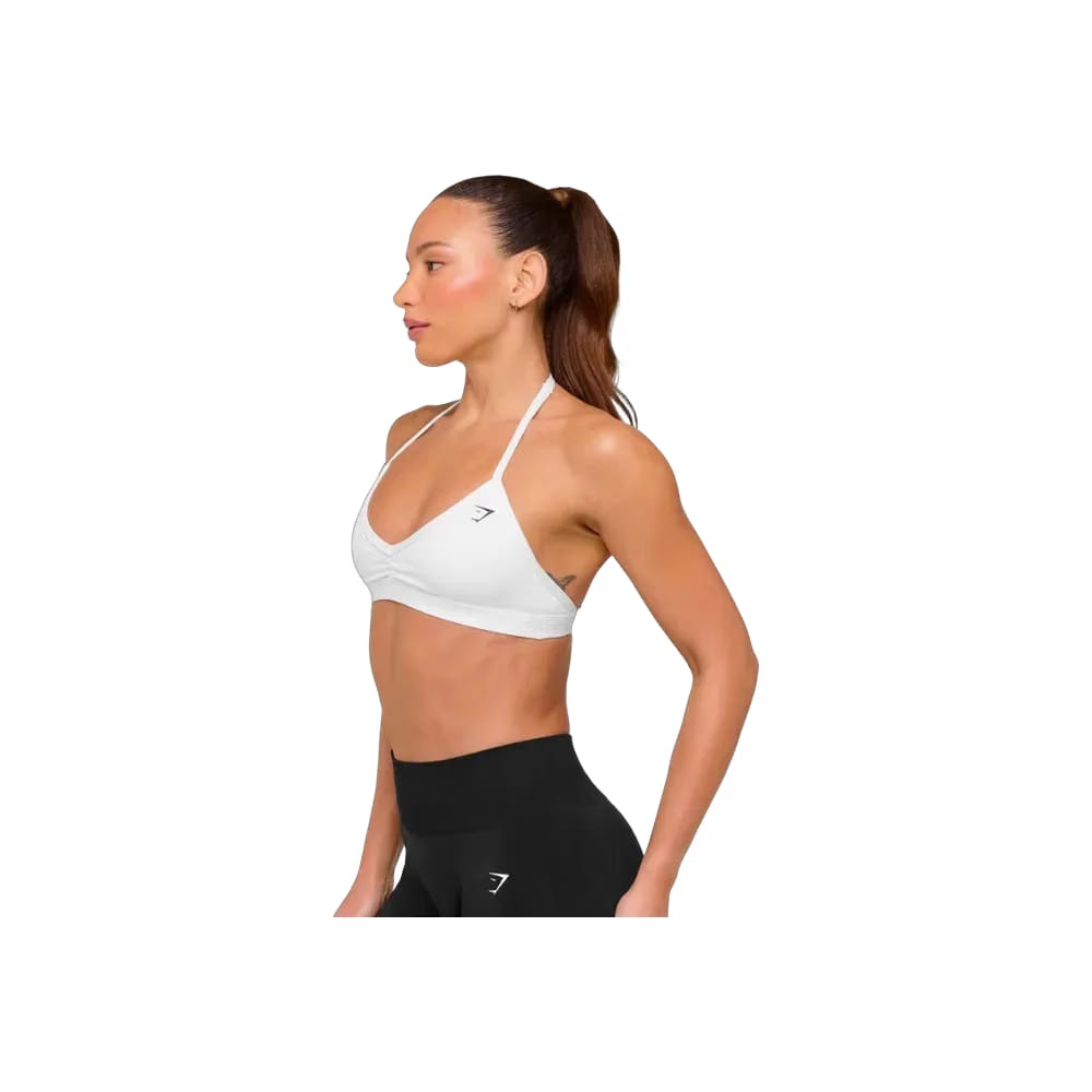 Gymshark Minimal Halterneck Sports Bra - Light Support White