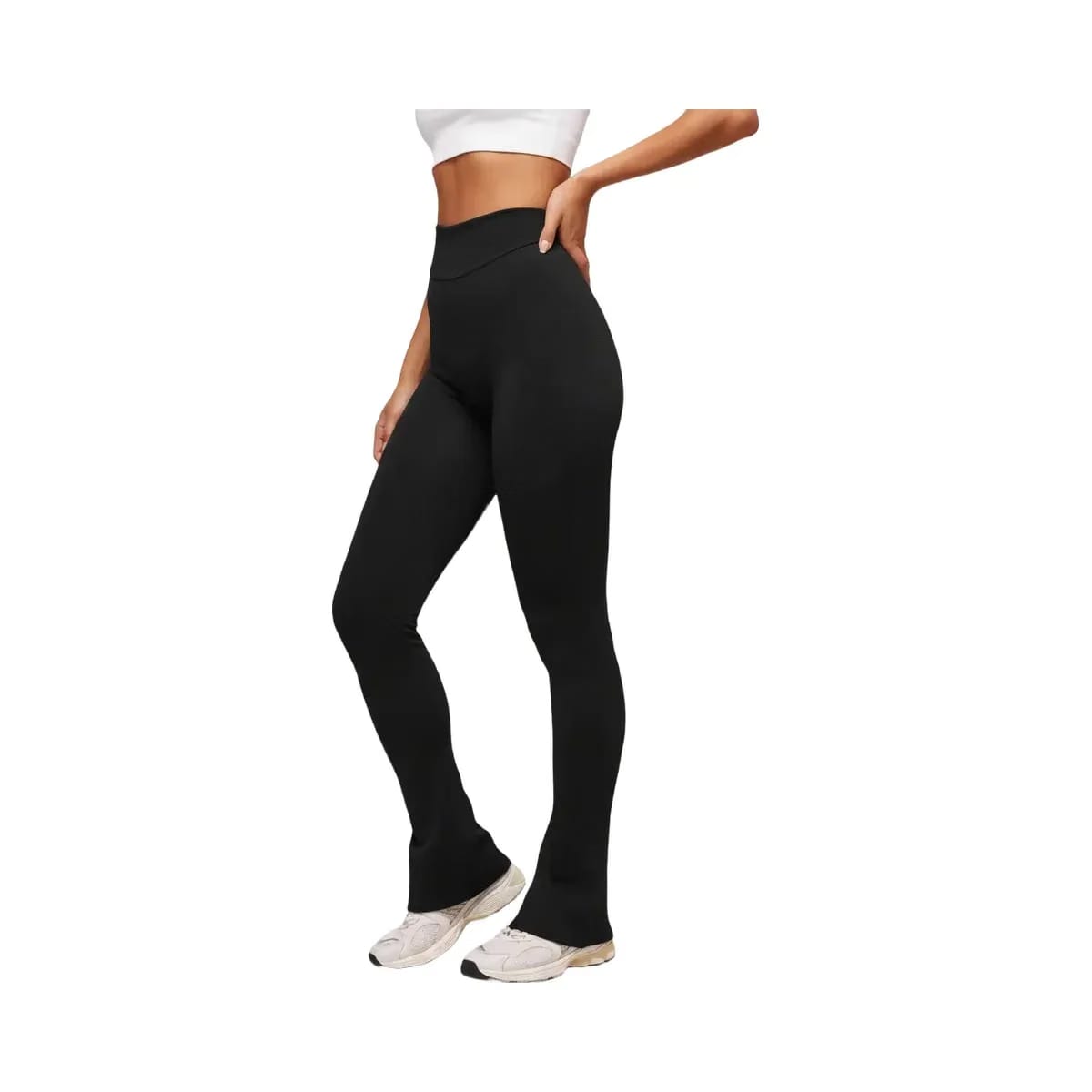 Gymshark Everywhere Warp Knit Flare Leggings slim fit Black
