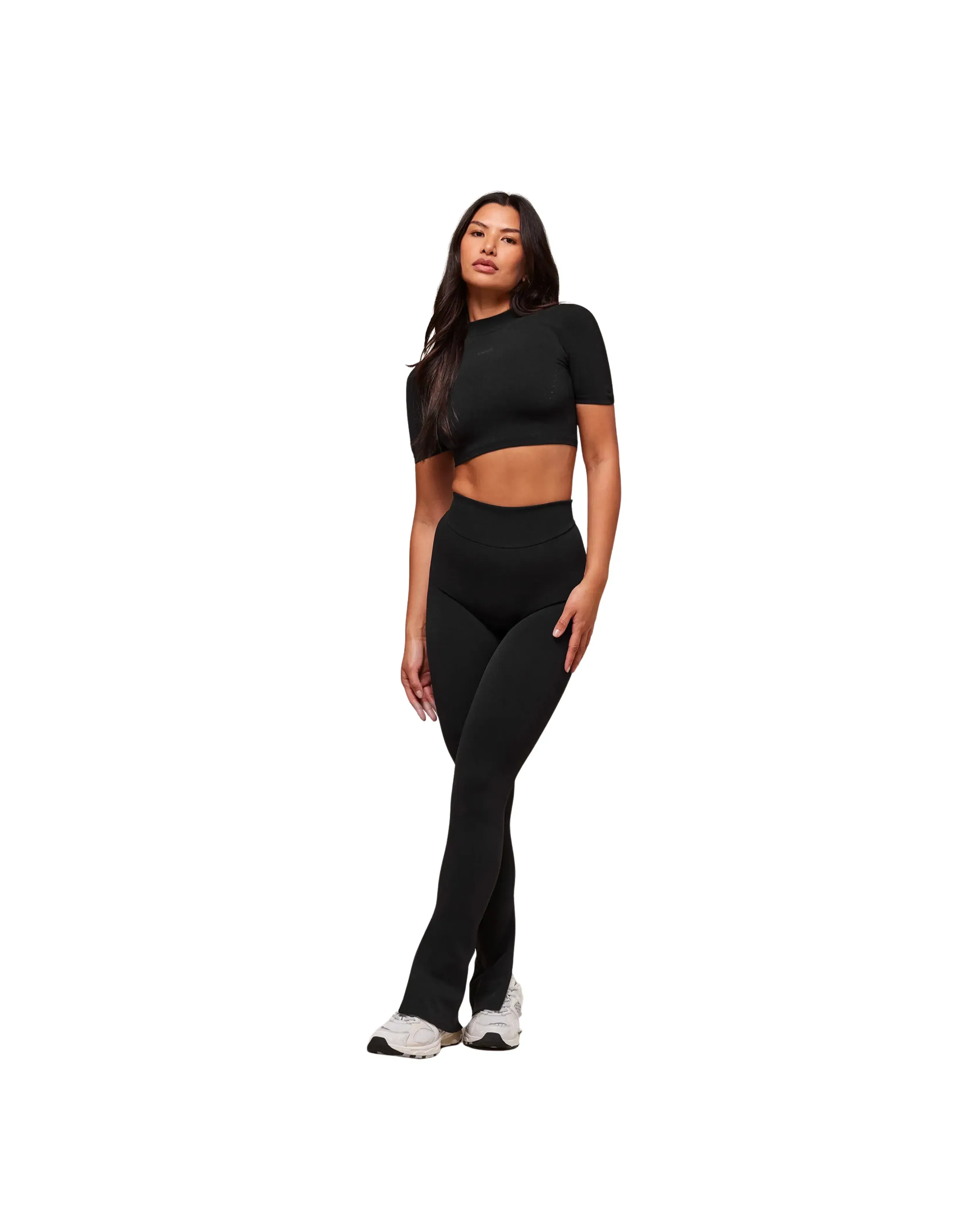 Gymshark Everywhere Warp Knit Flare Leggings slim fit Black