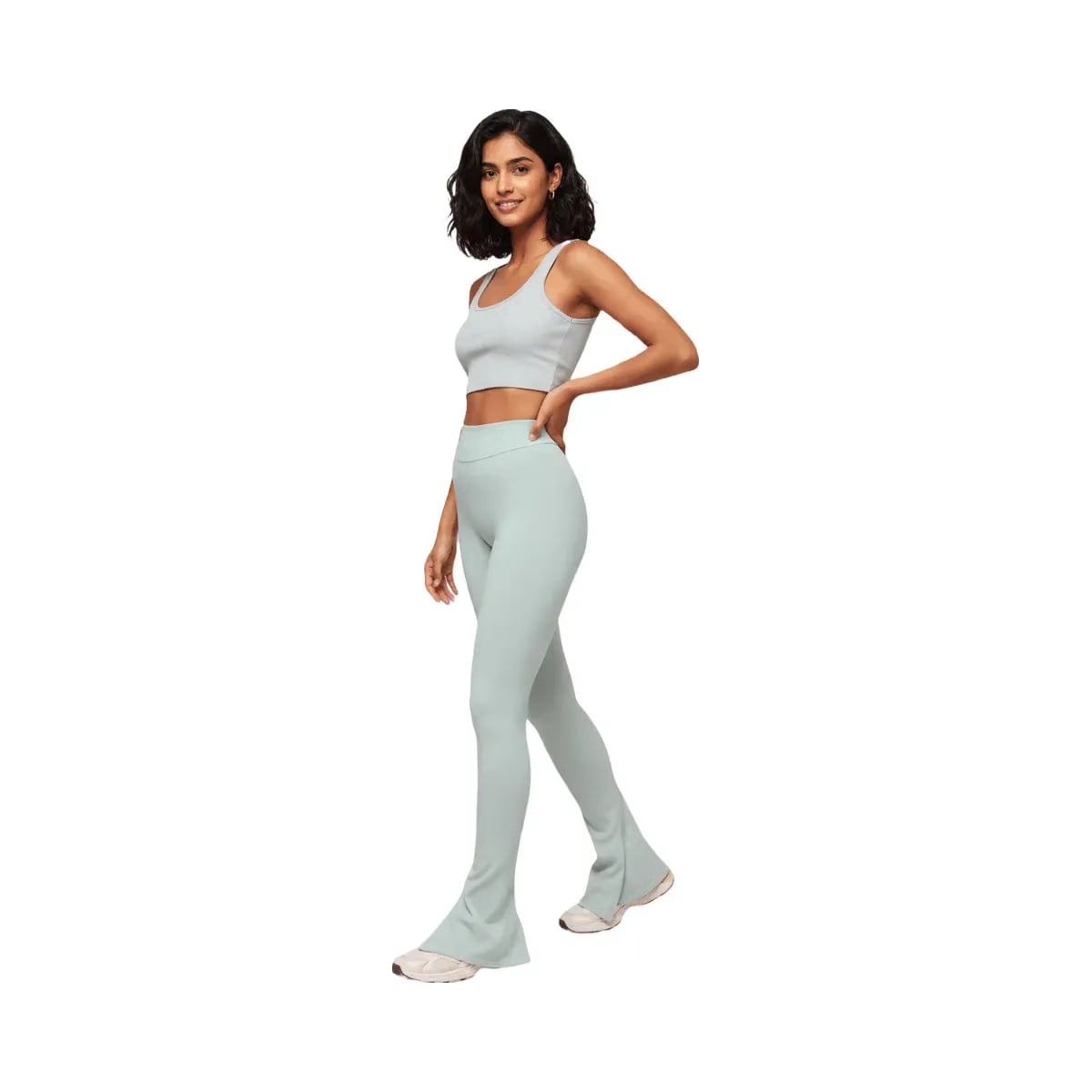 Gymshark Everywear Warp Knit Flare Leggings slim fit Frost Blue