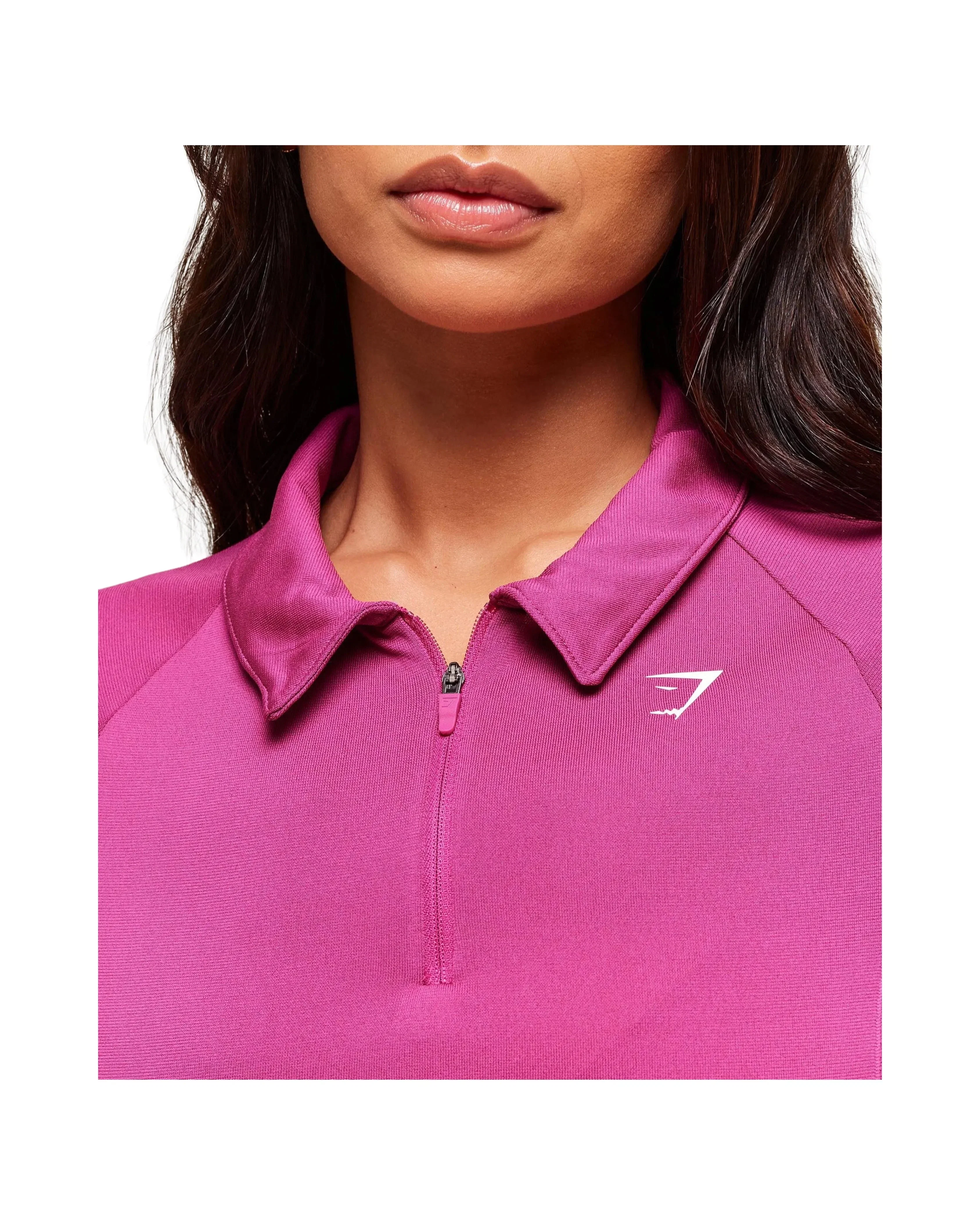 Gymshark Retro Seamless Midi Polo Winning Pink