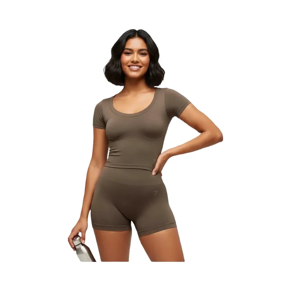 Gymshark Soft Sculpt Midi T-Shirt Walnut Brown