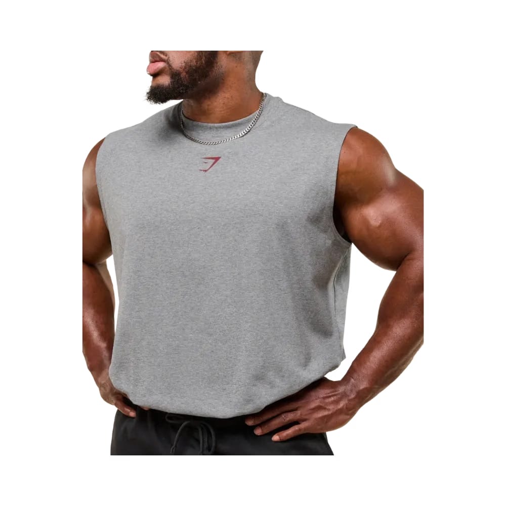 Gymshark Power Cut Off Tank Oversized Fit Charcoal Core Marl