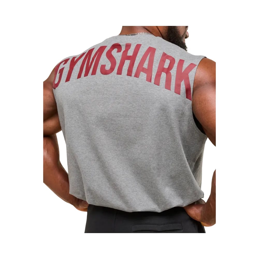 Gymshark Power Cut Off Tank Oversized Fit Charcoal Core Marl