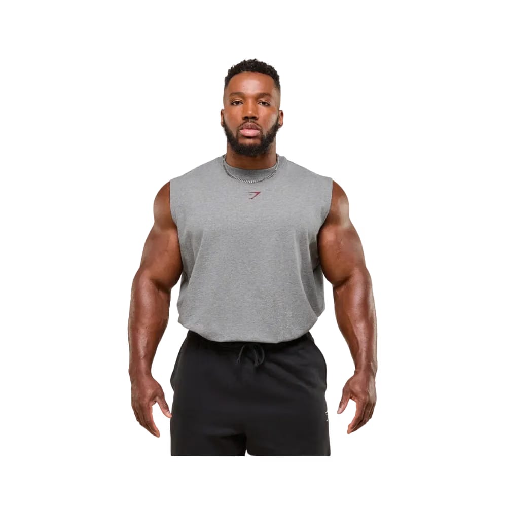 Gymshark Power Cut Off Tank Oversized Fit Charcoal Core Marl