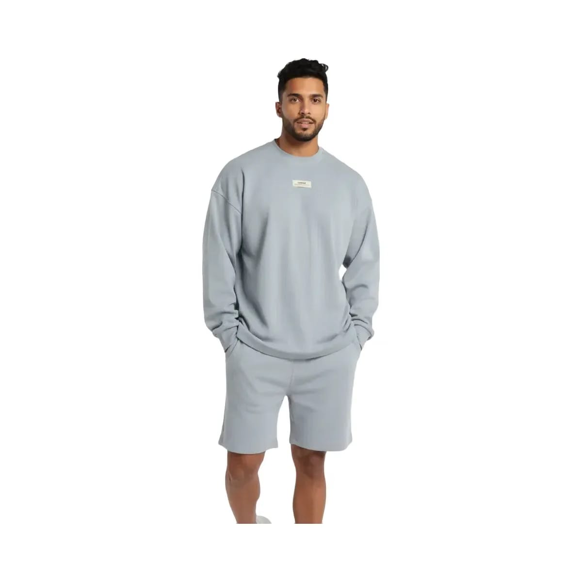 Gymshark Heavyweight Rib Crew Oversized Fit Denim Grey