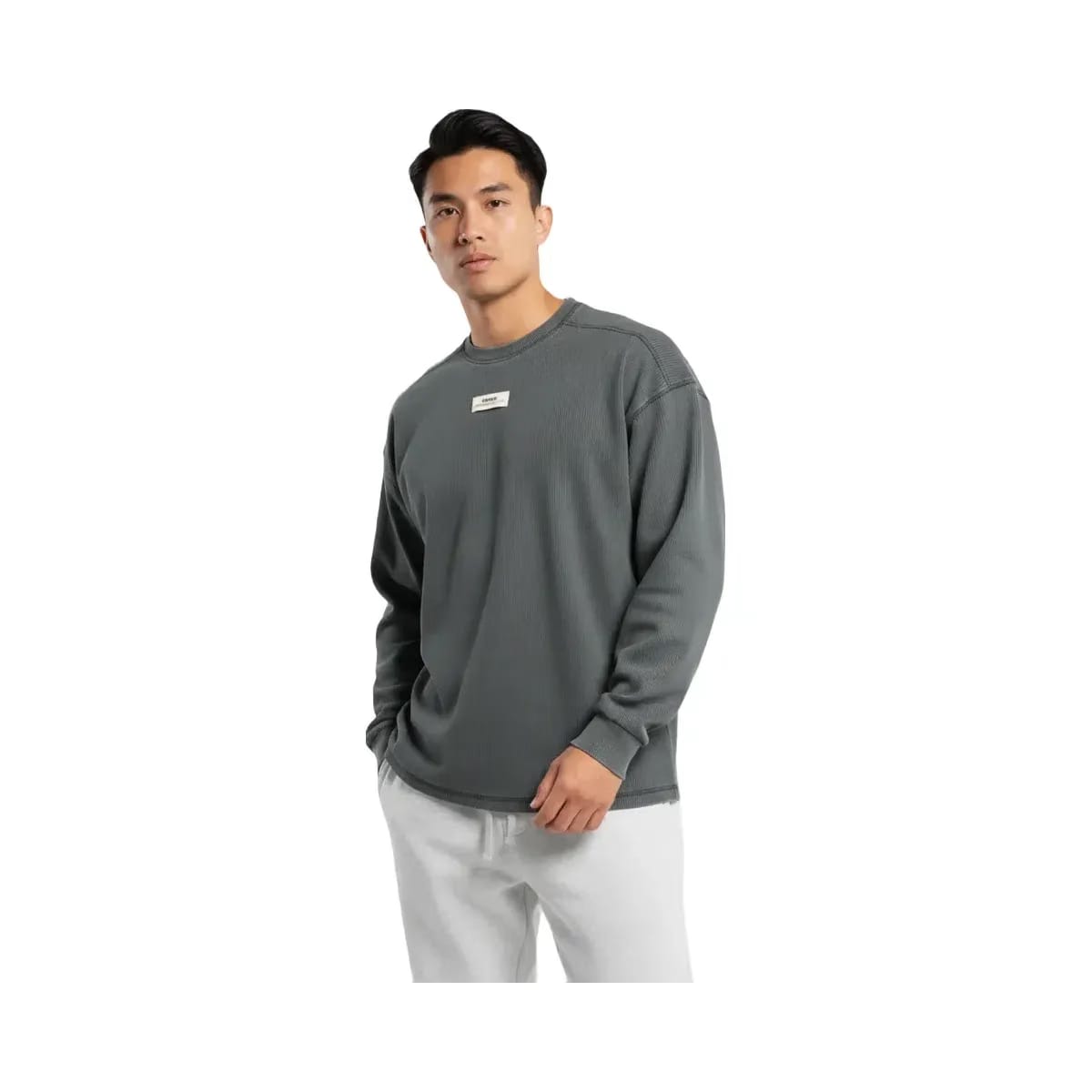 Gymshark Heavyweight Rib Crew Oversized Fit Asphalt Grey