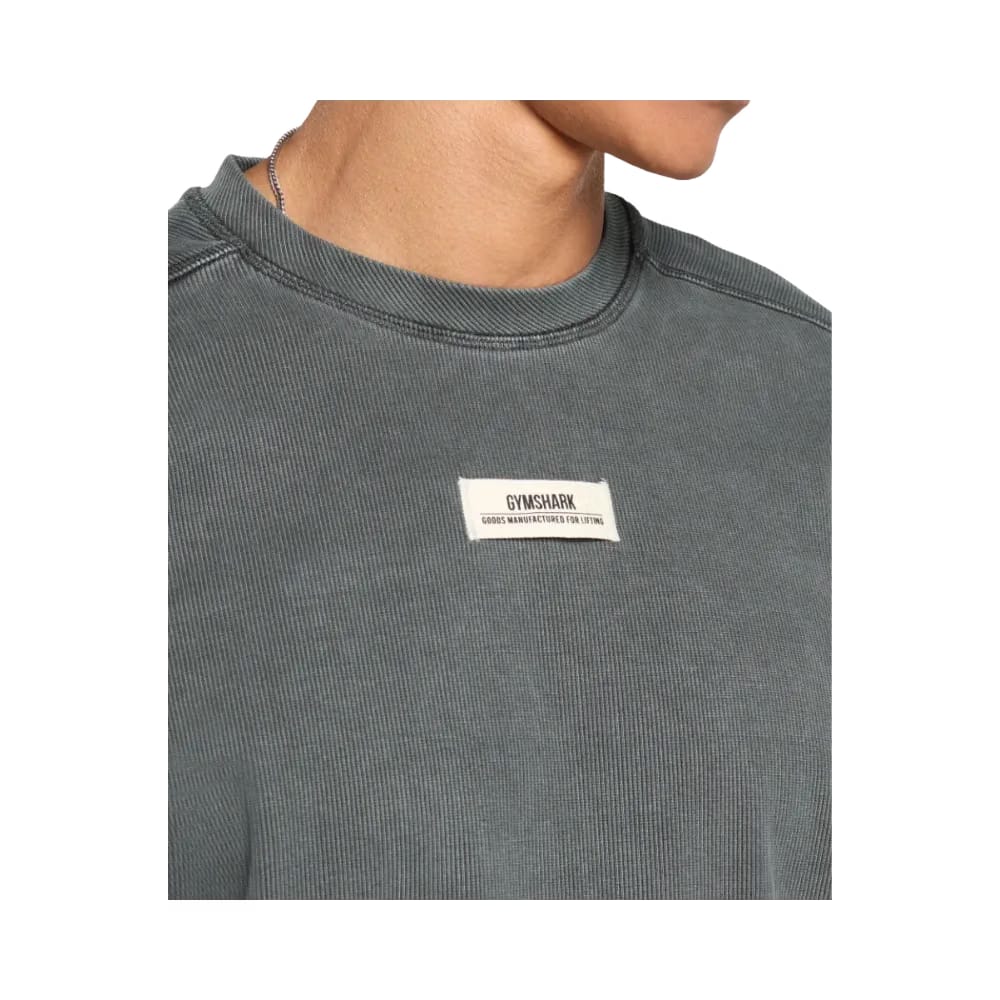 Gymshark Heavyweight Rib Crew Oversized Fit Asphalt Grey
