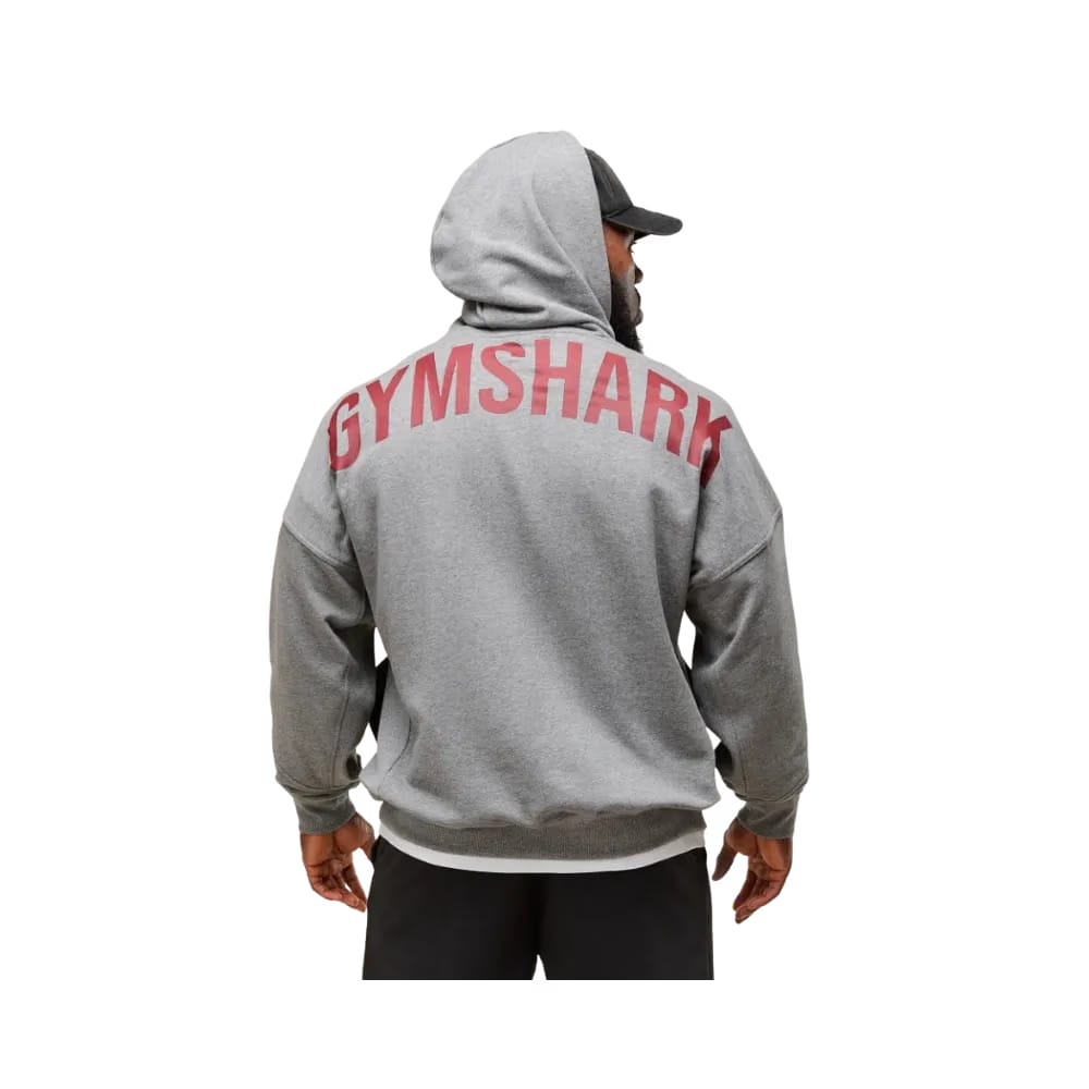 Gymshark Power Zip Up Hoodie Oversized Fit Charcoal Core Marl