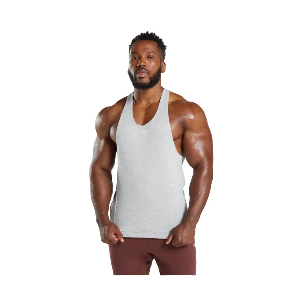 Gymshark React Stringer Slim Fit Light Grey Core Marl