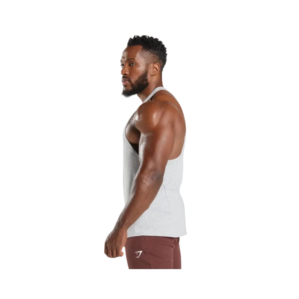 Gymshark React Stringer Slim Fit Light Grey Core Marl