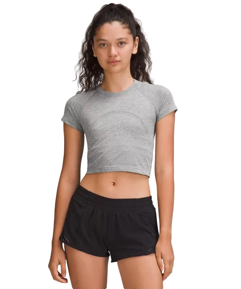 Lululemon Swiftly Tech Cropped Short-Sleeve Shirt 2.0 Slate/White