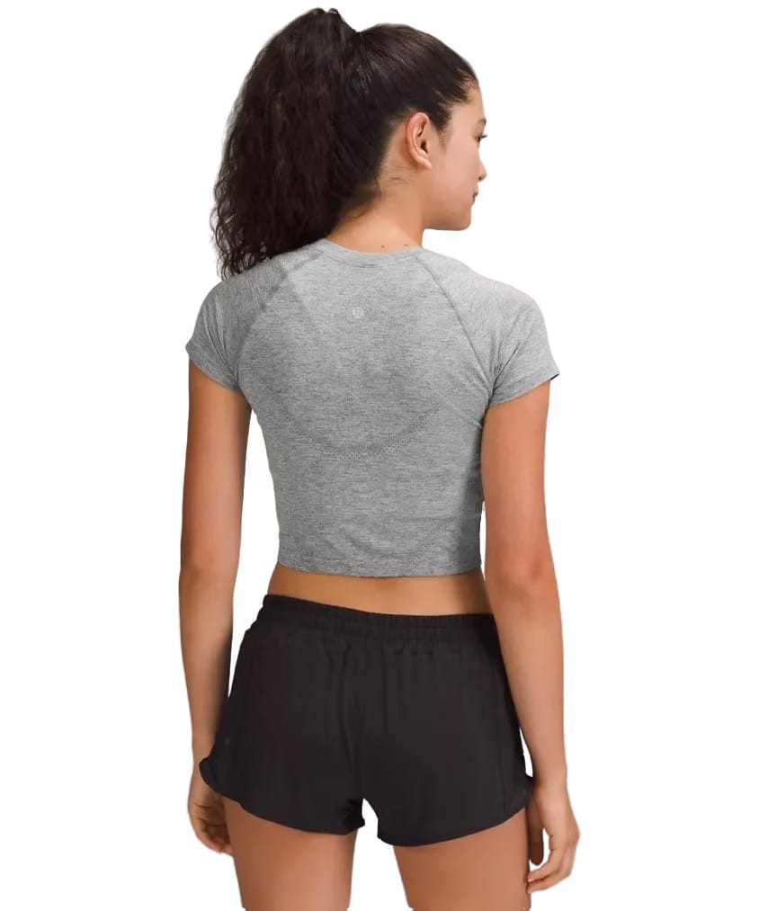 Lululemon Swiftly Tech Cropped Short-Sleeve Shirt 2.0 Slate/White